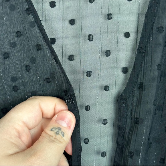 Express Swiss Dot Sheer Shimmery Ruffle Hem Long Sleeve Layering Duster Kimono - Picture 9 of 14